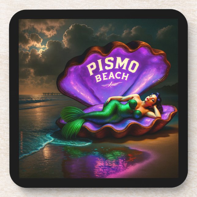 PISMO STRAND MERMAID. SERIE 1 NUMMER 6. GETRÄNKEUNTERSETZER (Vorderseite)
