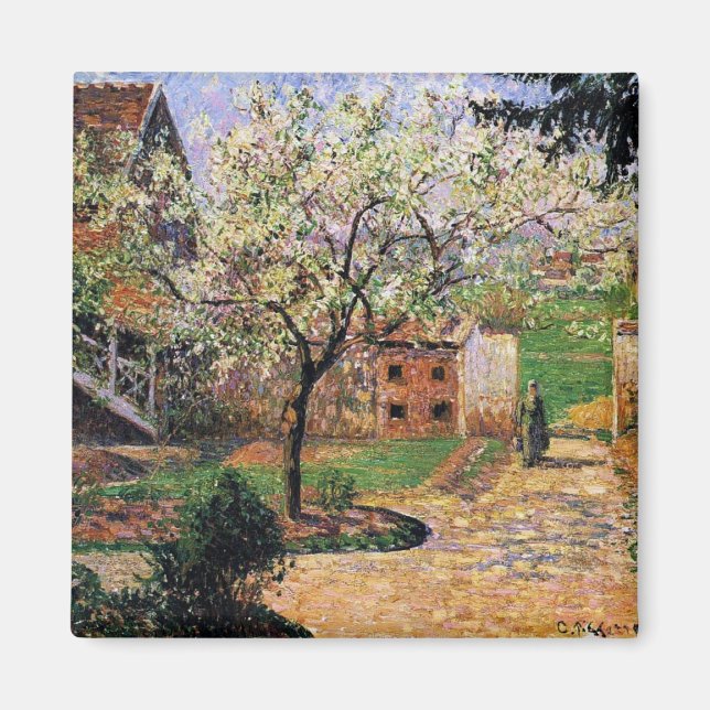 Pissaro: Blühender Pflaumenbaum von Camille Pissar Magnet (Vorne)
