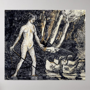 Pissarro - Badende mit Gänsen 1895 Poster