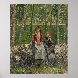 Pissarro - Bauern sitzen unter den Bäumen, Moret Poster