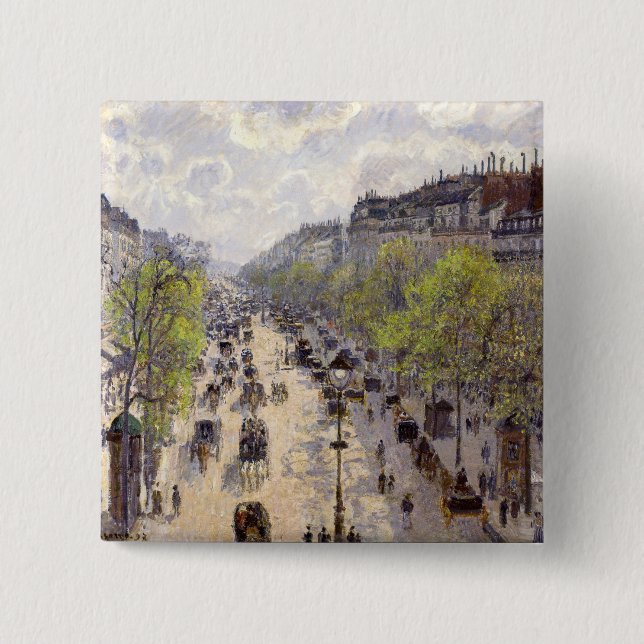 Pissarro - Boulevard Montmartre, Frühjahr Button (Vorderseite)