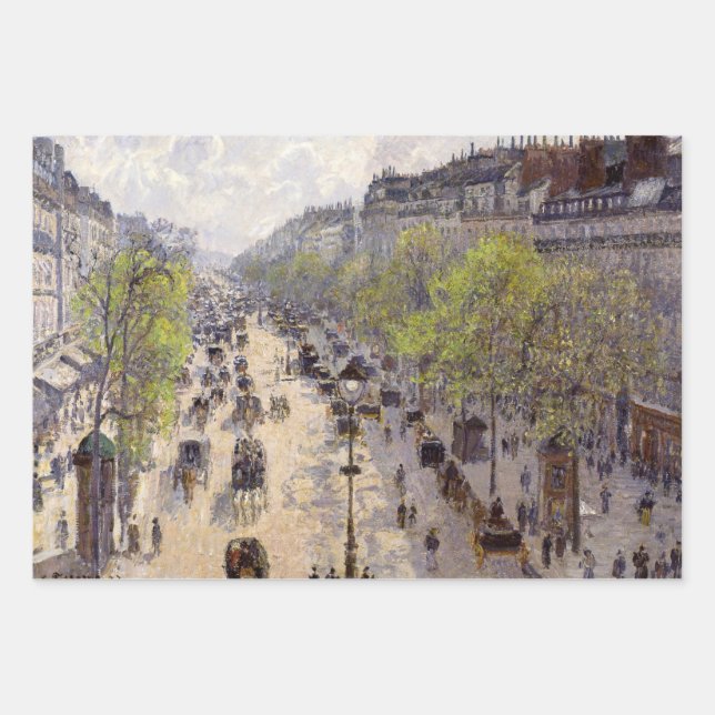 Pissarro - Boulevard Montmartre, Frühjahr Geschenkpapier Set (Vorderseite)
