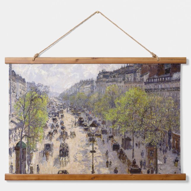 Pissarro - Boulevard Montmartre, Frühjahr Wandteppich Mit Holzrahmen (Vorne)