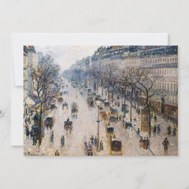 Pissarro - Boulevard Montmartre, Wintervormittag Einladung (Vorderseite)