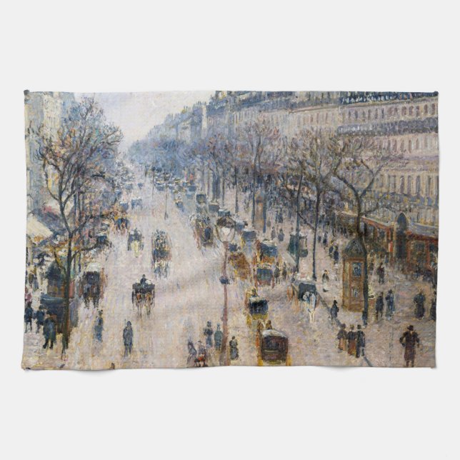 Pissarro - Boulevard Montmartre, Wintervormittag Geschirrtuch (Horizontal)