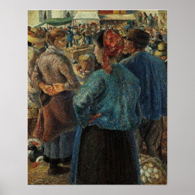 Pissarro - Der Geflügelmarkt in Pontoise 1882 Poster (Vorne)