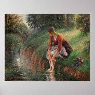 Pissarro - Junge Frau badet ihre Füße 1895 Poster