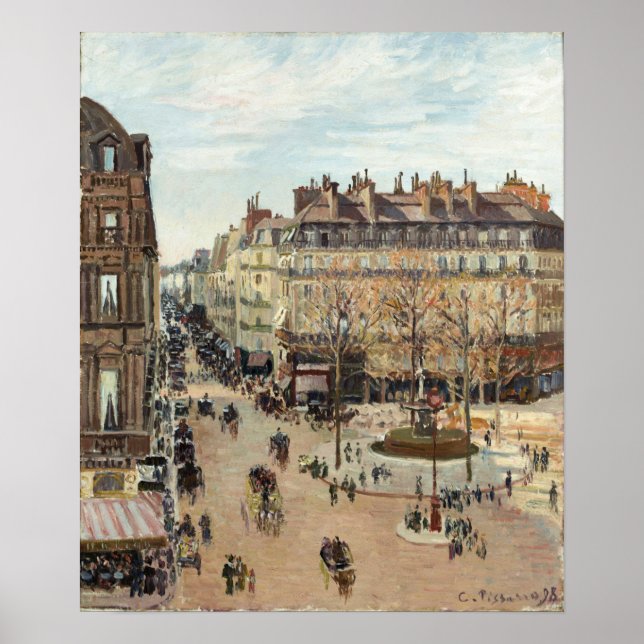 Pissarro - La Rue Saint-Honore 1898 Poster (Vorne)