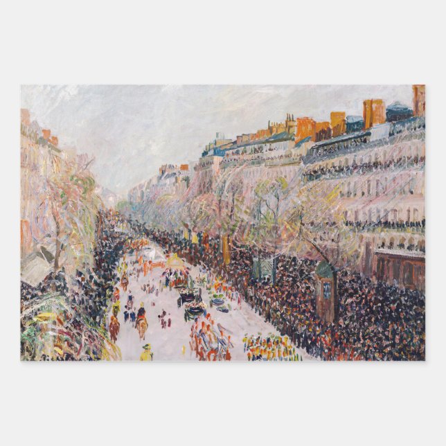 Pissarro - Montmartre, Mardi Gras am Boulevard Geschenkpapier Set (Vorderseite)