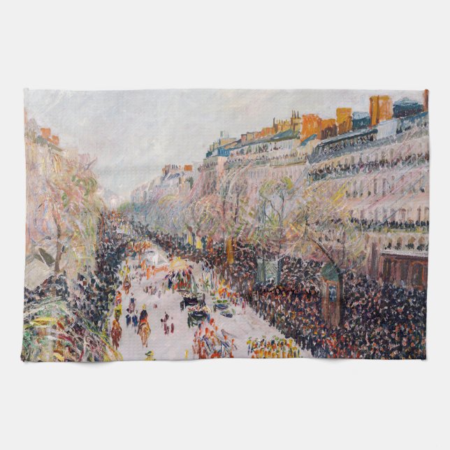 Pissarro - Montmartre, Mardi Gras am Boulevard Geschirrtuch (Horizontal)