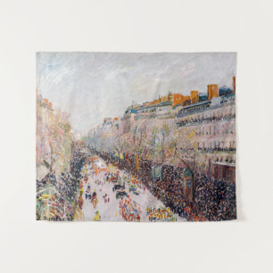 Pissarro - Montmartre, Mardi Gras auf dem Boulevar Wandteppich