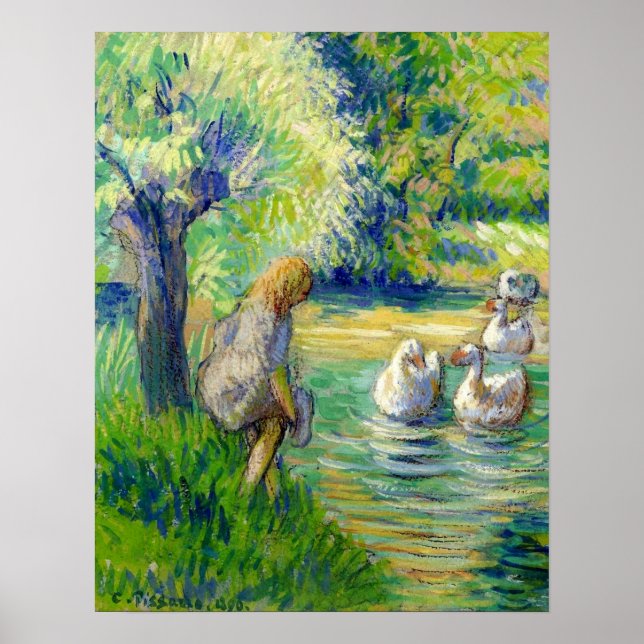 Pissarro - Shepherdess And The Geese Eragny 1890 Poster (Vorne)