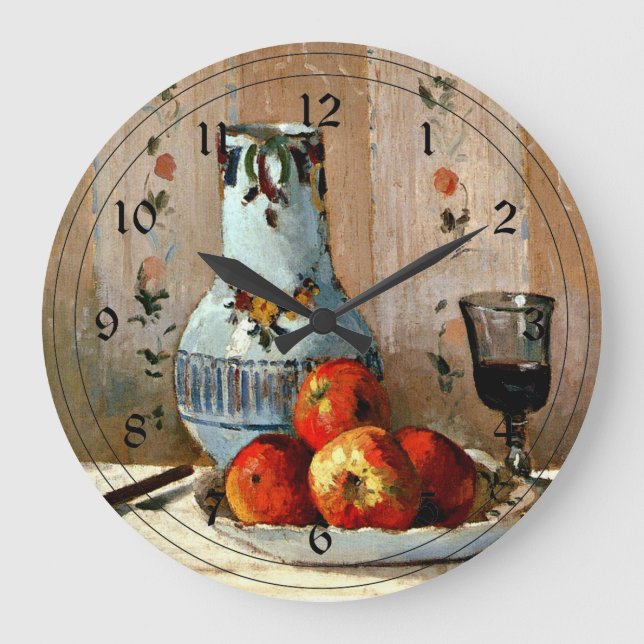 Pissarro - Still Life with Apples and Pitcher Große Wanduhr (Vorderseite)
