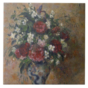 Pissarro Stillleben mit Pfingstrosen und falschem  Fliese
