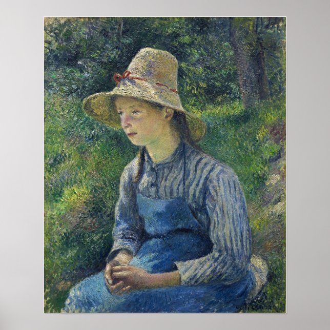 Pissarro - Young Peasant Girl Wearing A Hat 1881 Poster (Vorne)
