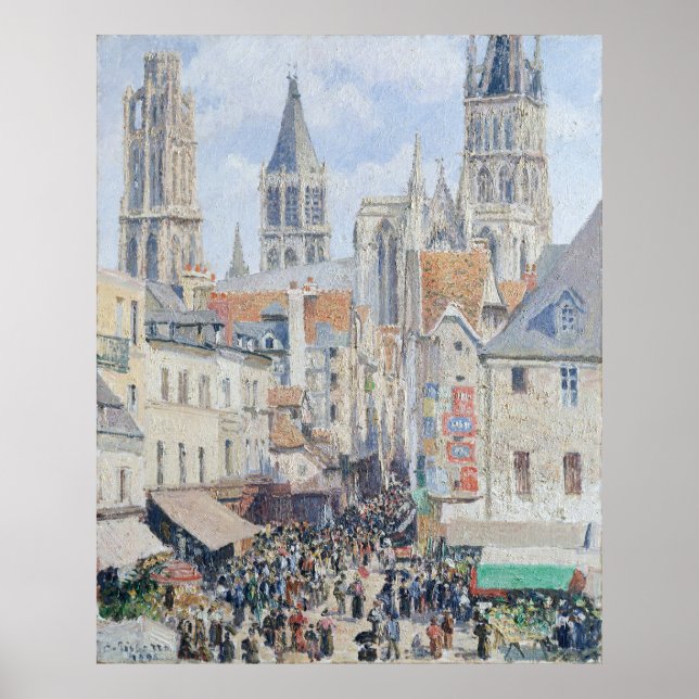 Pissarros Lebensmittelstraße, Rouen Poster (Vorne)