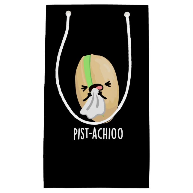 Pist-achioo Funny Sneezing Pistachio Pun Dark BG Kleine Geschenktüte (Vorderseite)