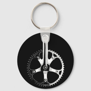 Pista Bicycle Crankset - weiß auf schwarz Schlüsselanhänger