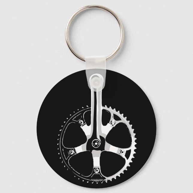 Pista Bicycle Crankset - weiß auf schwarz Schlüsselanhänger (Vorderseite)