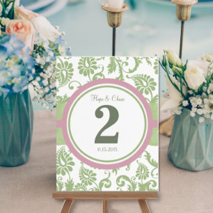 Pistachio Clover and Rose Petal White Table Number Postkarte