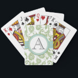 Pistachio Damask Monogramed Aqua Playing Cards Spielkarten<br><div class="desc">Pistachio Clover Damask MonogrammedAqua Keepake Personalisierte Hochzeitsspielkarten</div>