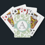 Pistachio Damask Monogramed Aqua Playing Cards Spielkarten<br><div class="desc">Pistachio Clover Damask MonogrammedAqua Keepake Personalisierte Hochzeitsspielkarten</div>