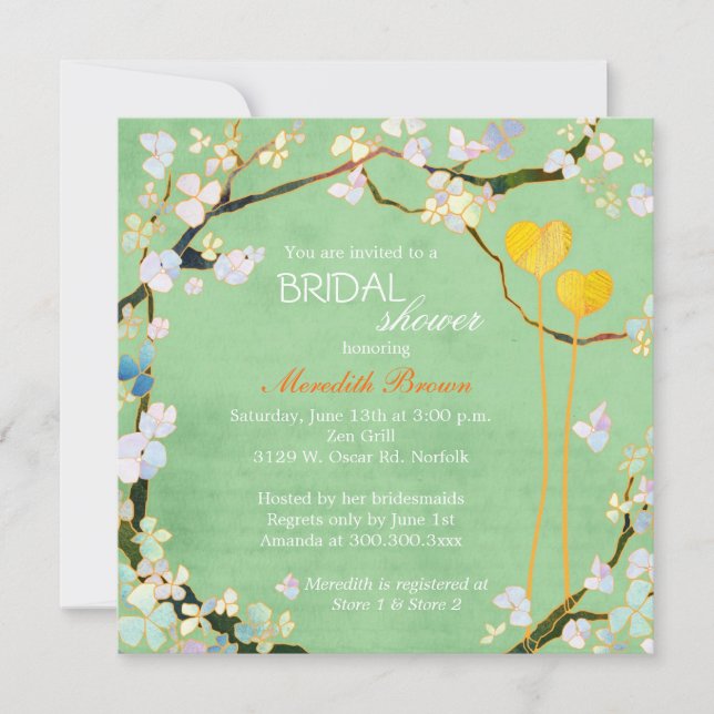 Pistachio Green Floral Brautparty Einladung (Vorderseite)