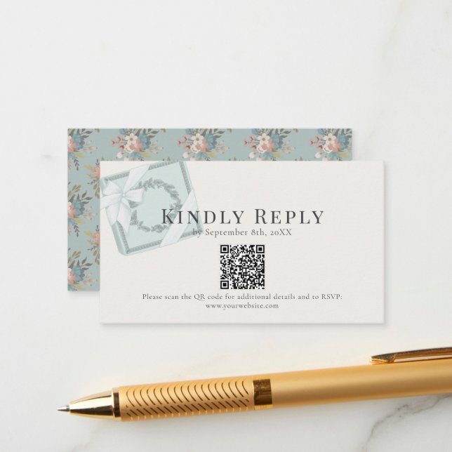 Pistachio Green Geschenkboxen QR Code UAWG Begleitkarte (Vorderseite/Rückseite Beispiel)