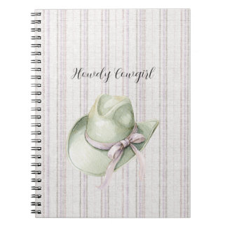 Pistachio Green Lavender Cowgirl Hat Bow Notizblock