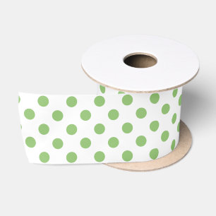 Pistachio Green Polka Dots Circles Satinband