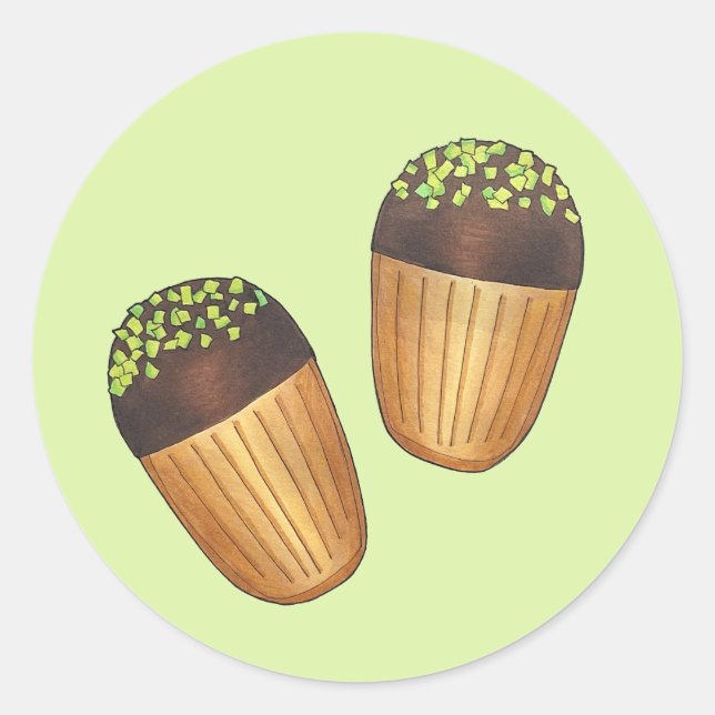 Pistachio Madeleines Patisserie Runder Aufkleber (Vorderseite)