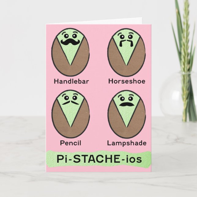 Pistachio Mustache Birthday Feiertagskarte (Vorderseite)
