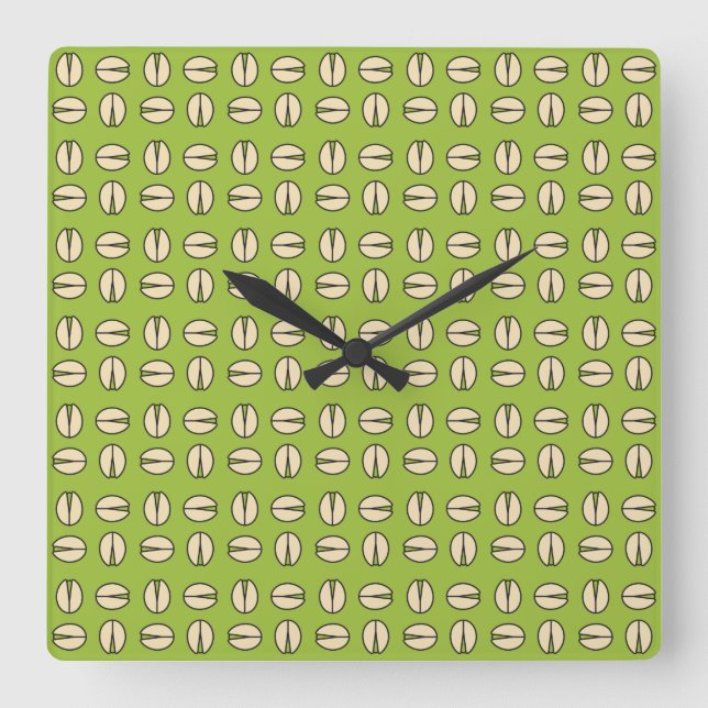 Pistachio Nut Seamless Pattern Quadratische Wanduhr (Vorderseite)
