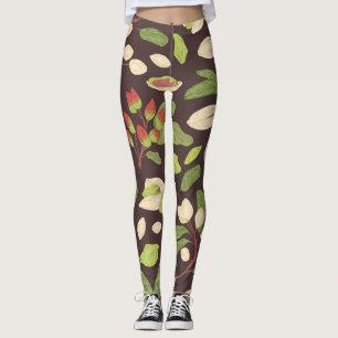 Pistachio Nuts: Schwarz Hand Gezeichnet Nahtlos. Leggings