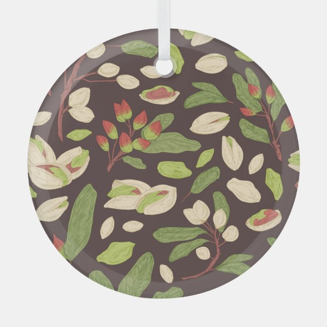 Pistachio Nuts: Schwarz Hand Gezeichnet Nahtlos. Ornament Aus Glas (Vorderseite)