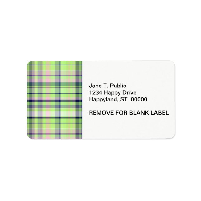 Pistachio Pink Navy Welpe Madras Adressaufkleber (Vorne)