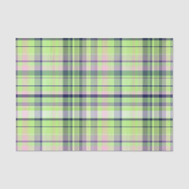 Pistachio Pink Navy Welpe Madras Seidenpapier (Vorderseite)