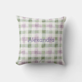 Pistachio Plaid Stripes Lavender Faux Glitter   Kissen
