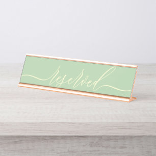 Pistazie & Creme Minimalistische Schrift Tisch res Schreibtischnamensplakette