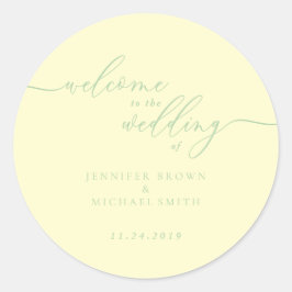 Pistazie & Creme Signature Willkommen zur Hochzeit Runder Aufkleber