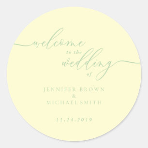 Pistazie & Creme Signature Willkommen zur Hochzeit Runder Aufkleber