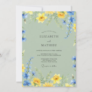 Pistazien-Azurnarzisse-Eukalyptus-Hochzeit Einladung