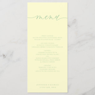 Pistazien-Creme Einfache Schrift Hochzeitsdinner Menükarte