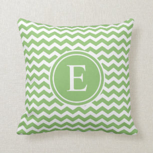 Pistazien-grüne Zickzack Monogrammthrow-Kissen Kissen