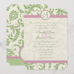 Pistazien-Klee-Rosenblatt-Damaskus-Hochzeitseinlad Einladung