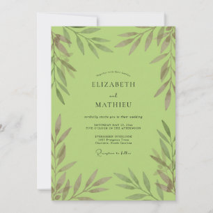 Pistazien-Laub-Eukalyptus-Hochzeit Einladung