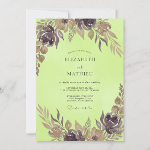 Pistazien-Mauve-Laub-Eukalyptus-Hochzeit Einladung