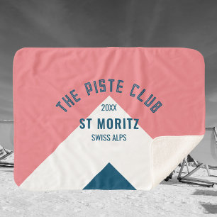 Piste Club Pink Blue Custom Winter Ski Sherpadecke