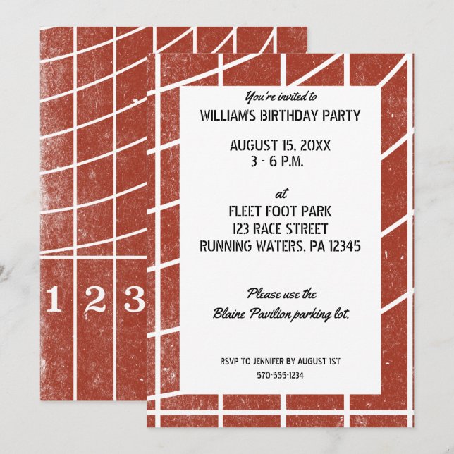 Piste et invitation de la Fête de terrain Piste ro (Devant / Derrière)