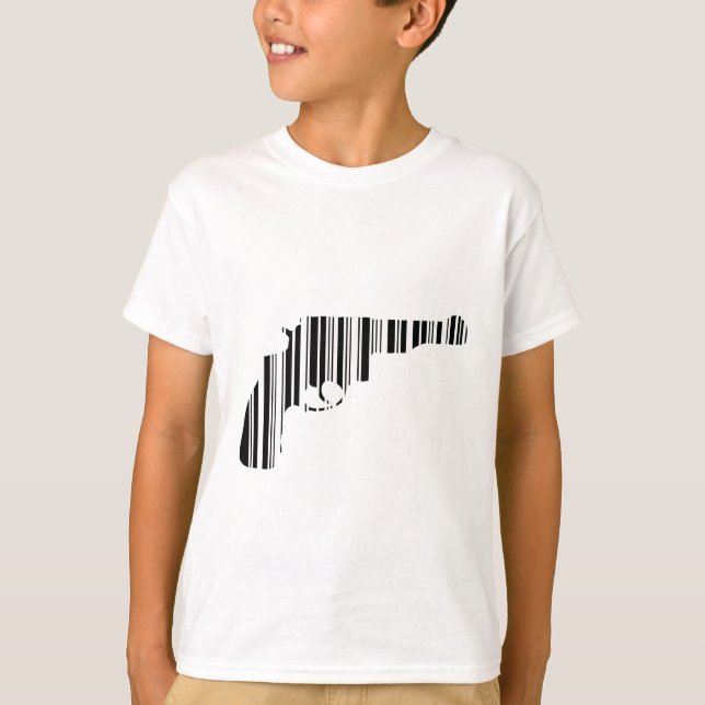 PISTOL BAR CODE Gun Barcode Muster Design T-Shirt (Vorderseite)